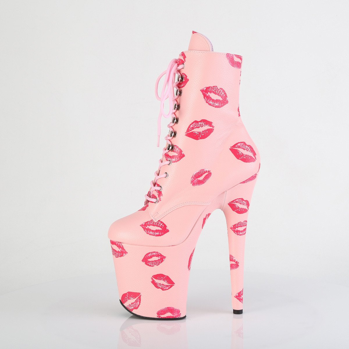 Pleaser Flamingo-1020KISSES BPPU/M - Różowe buty za kostkę na wysokiej platformie