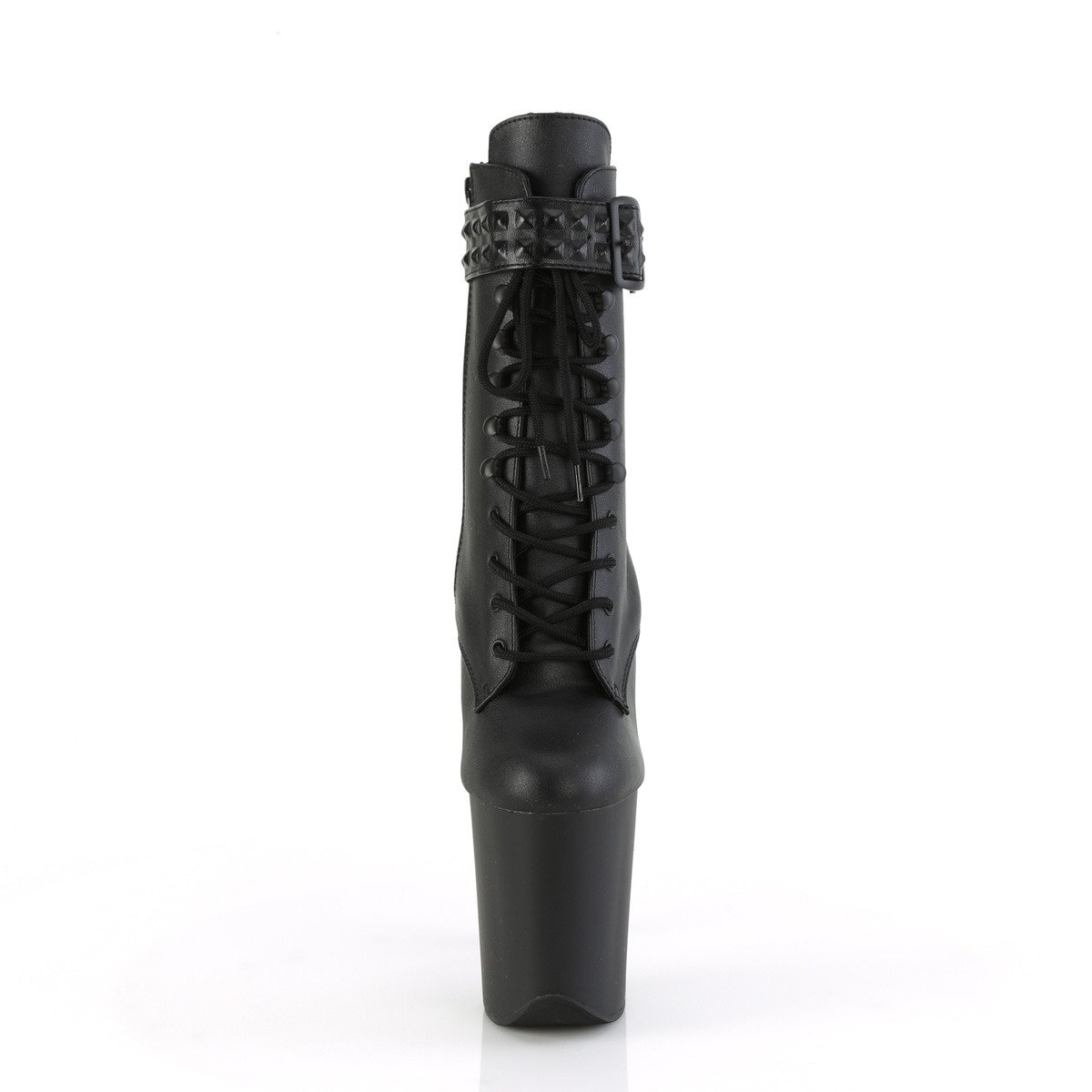 Pleaser Flamingo-1020STR BPU/M - Czarne buty za kostkę na wysokiej platformie