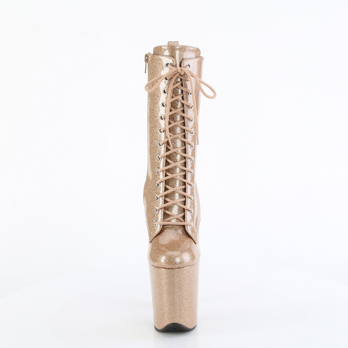 Pleaser Flamingo-1040GP GG/M - Błyszczące złote buty za kostkę na wysokiej platformie