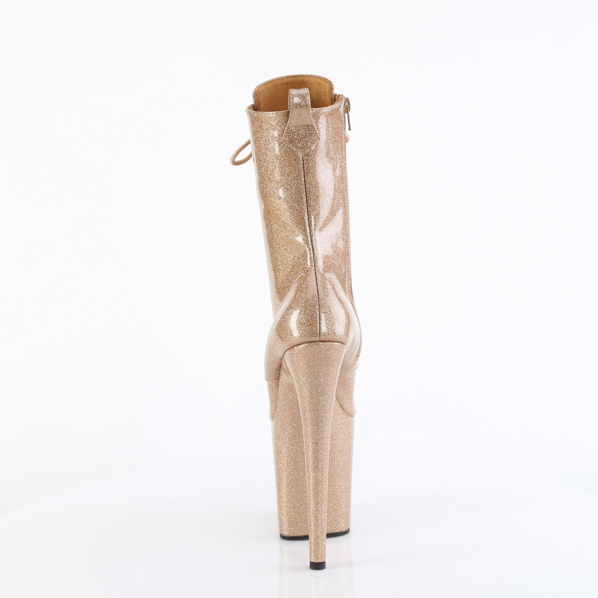 Pleaser Flamingo-1040GP GG/M - Błyszczące złote buty za kostkę na wysokiej platformie