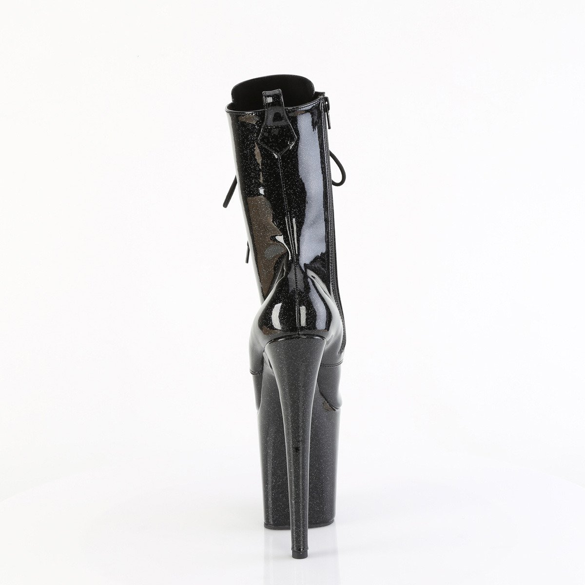 Pleaser Flamingo-1040GP BG/M - Błyszczące czarne buty za kostkę na wysokiej platformie