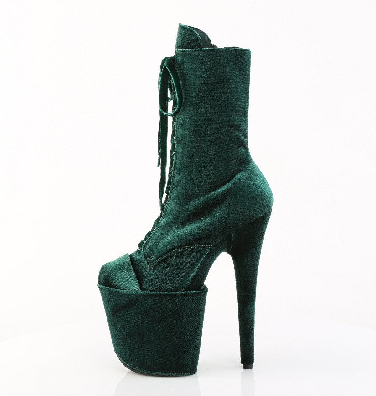 Pleaser Flamingo-1045VEL EMGN/M - Zielone buty za kostkę na wysokiej platformie