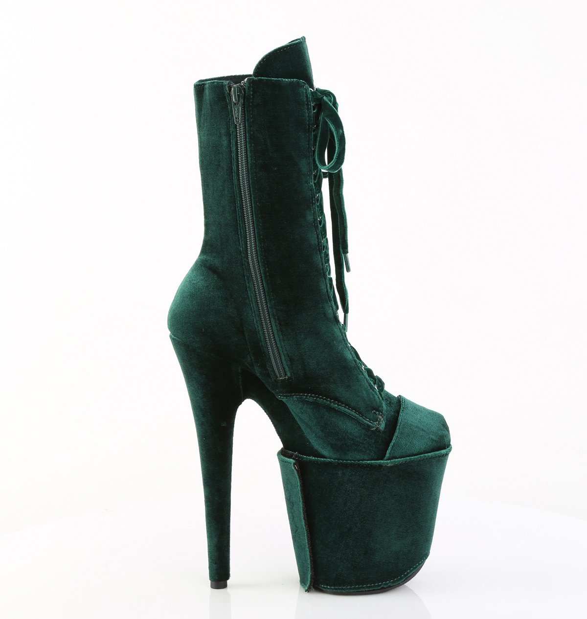 Pleaser Flamingo-1045VEL EMGN/M - Zielone buty za kostkę na wysokiej platformie