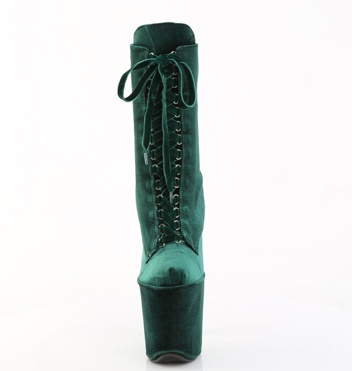 Pleaser Flamingo-1045VEL EMGN/M - Zielone buty za kostkę na wysokiej platformie