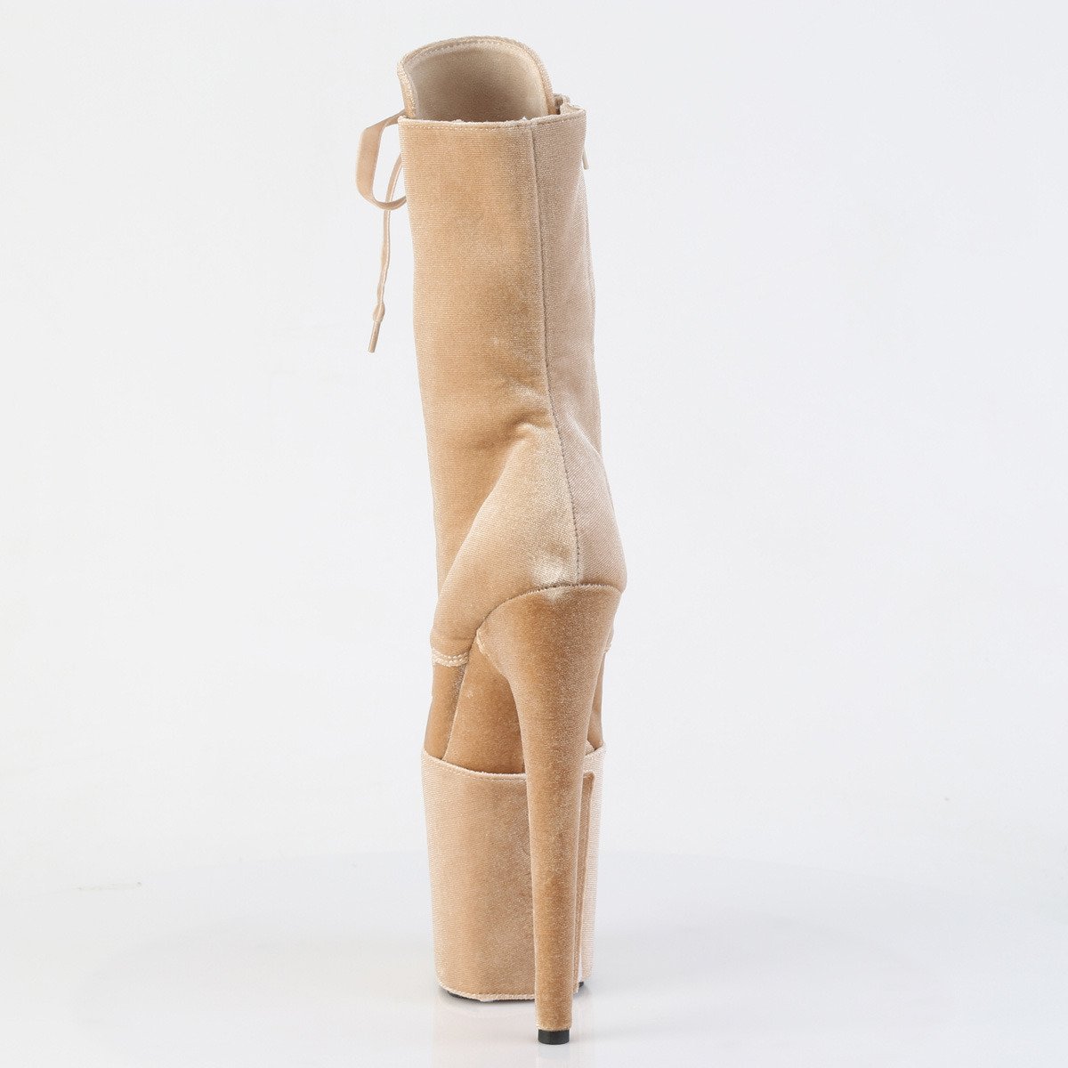 Pleaser Flamingo-1045VEL CR/M - Beżowe buty za kostkę na wysokiej platformie