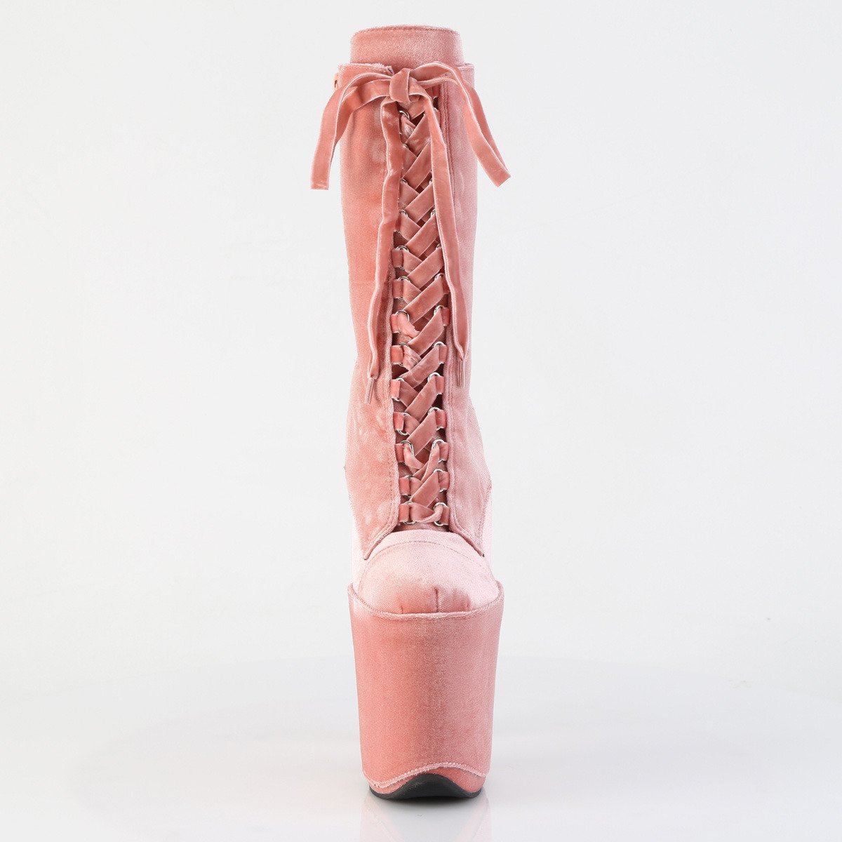 Pleaser Flamingo-1045VEL DTPN/M - Różowe buty za kostkę na wysokiej platformie