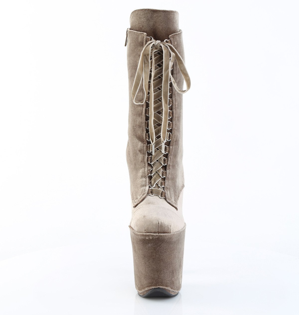 Pleaser Flamingo-1045VEL K/M - Brązowe buty za kostkę na wysokiej platformie