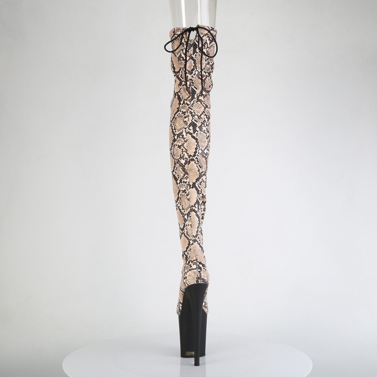 Pleaser Flamingo-3008SP-BT T-BN/B - Beżowe kozaki za kolano na wysokiej platformie