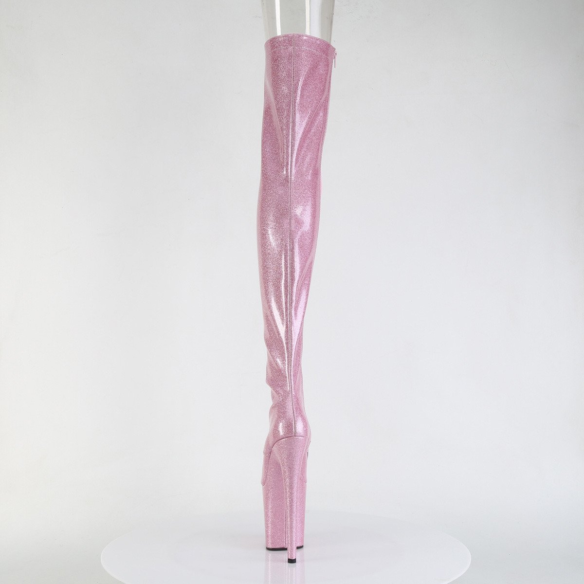 Pleaser Flamingo-3021GP BPG/M - Błyszczące różowe botki z odkrytymi palcami na wysokiej platformie