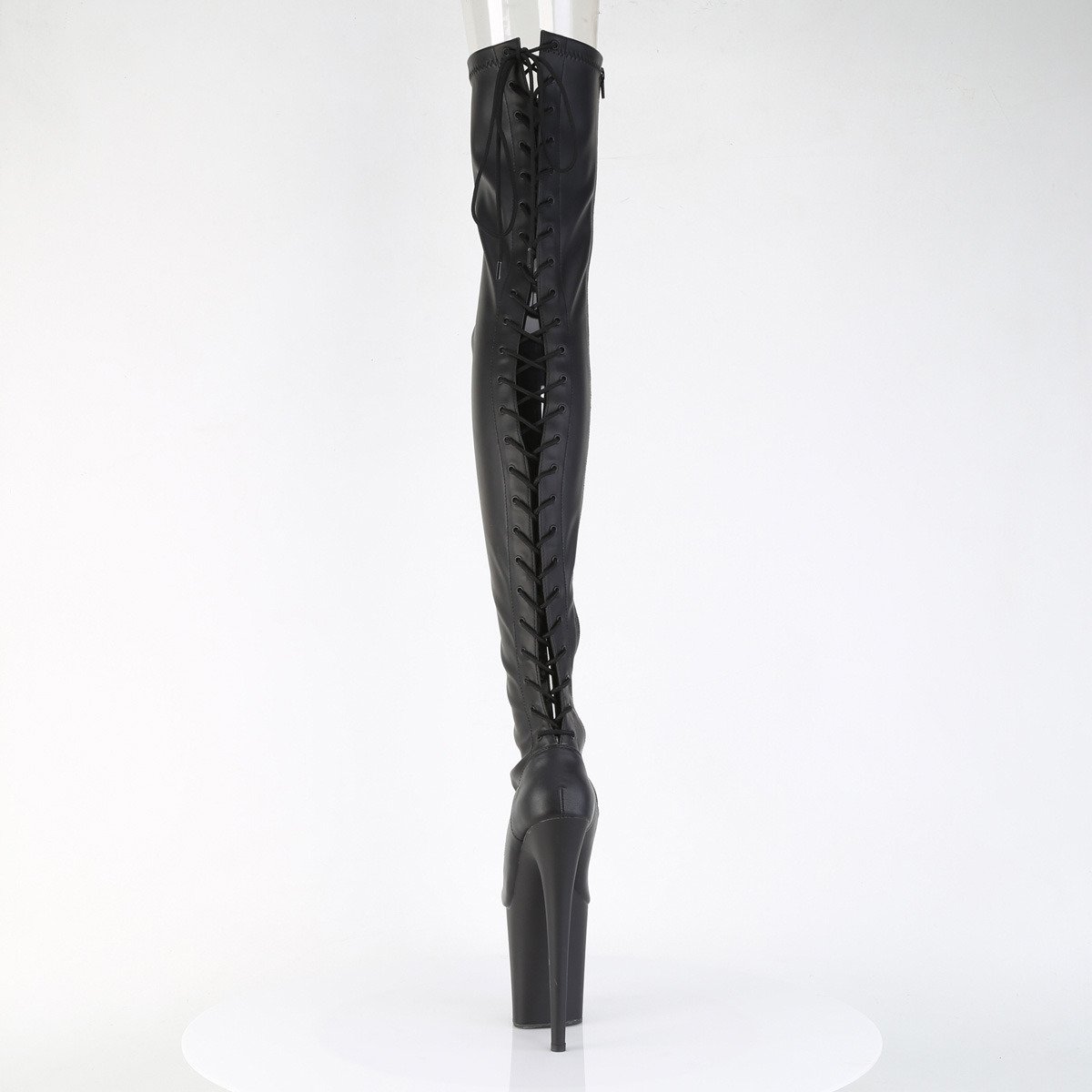 Pleaser Flamingo-3850 BPU/M - Błyszczące czarne kozaki za kolano na wysokiej platformie