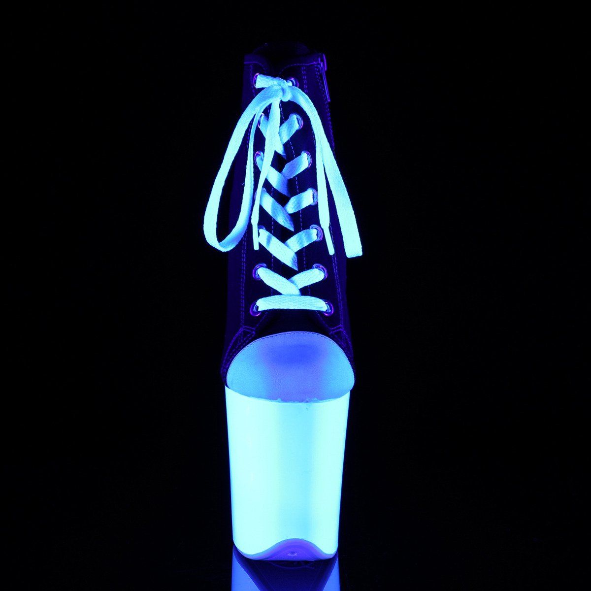 Pleaser Flamingo-800SK-02 BCA/NW - Czarne buty za kostkę na wysokiej platformie