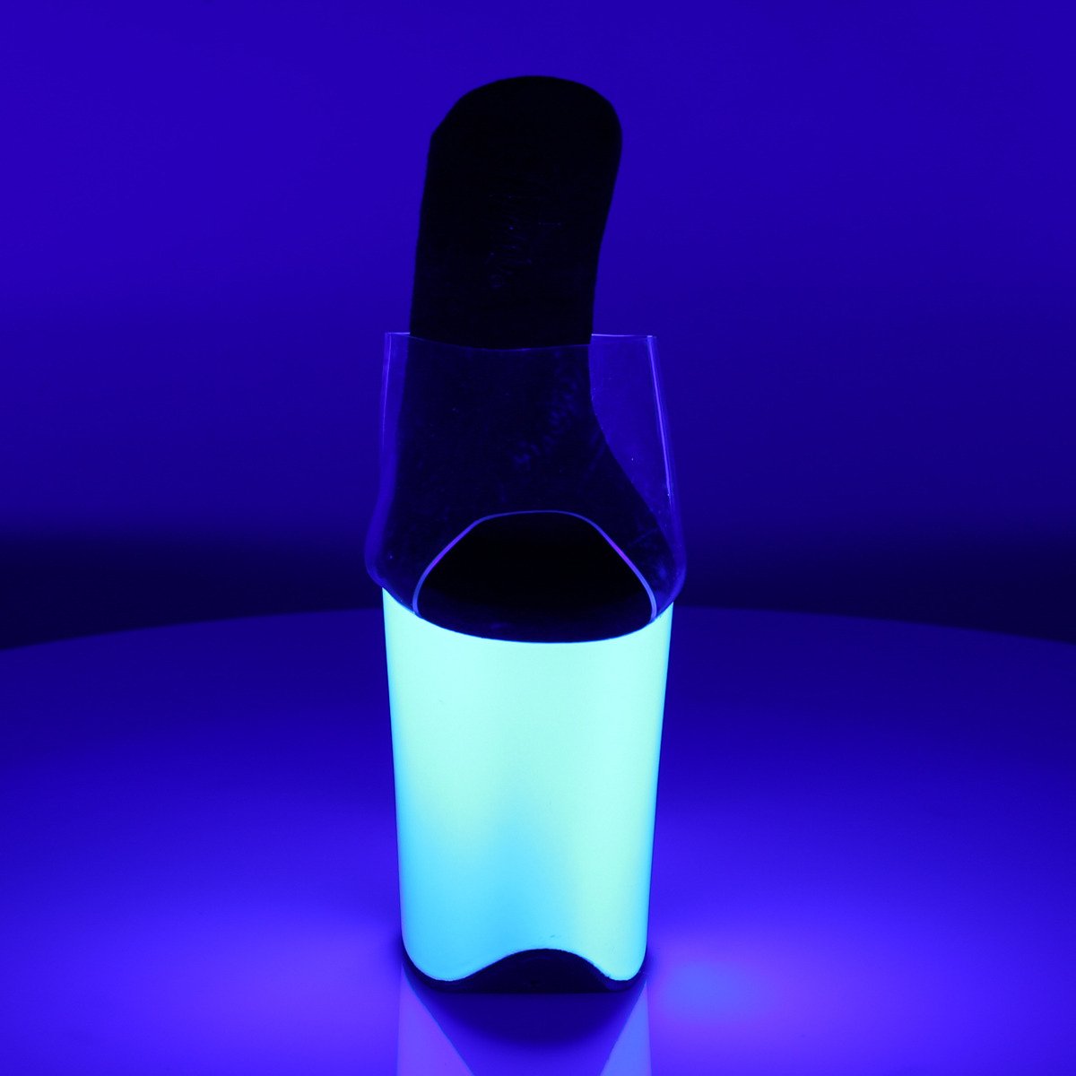 Pleaser Flamingo-801UV C/NW - Przezroczyste reagujące na uv sandały na wysokiej platformie