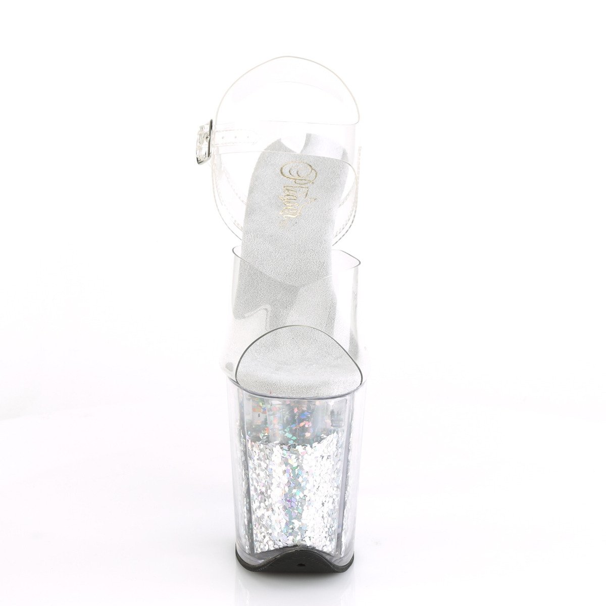 Pleaser Flamingo-808GF C/SMCG - Przezroczyste sandały na wysokiej platformie