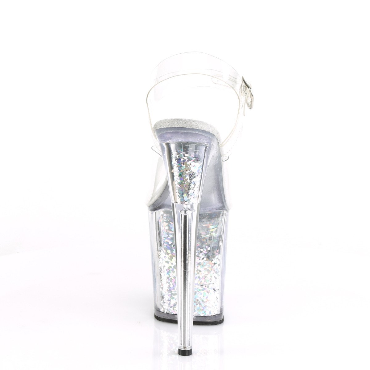 Pleaser Flamingo-808GF C/SMCG - Przezroczyste sandały na wysokiej platformie
