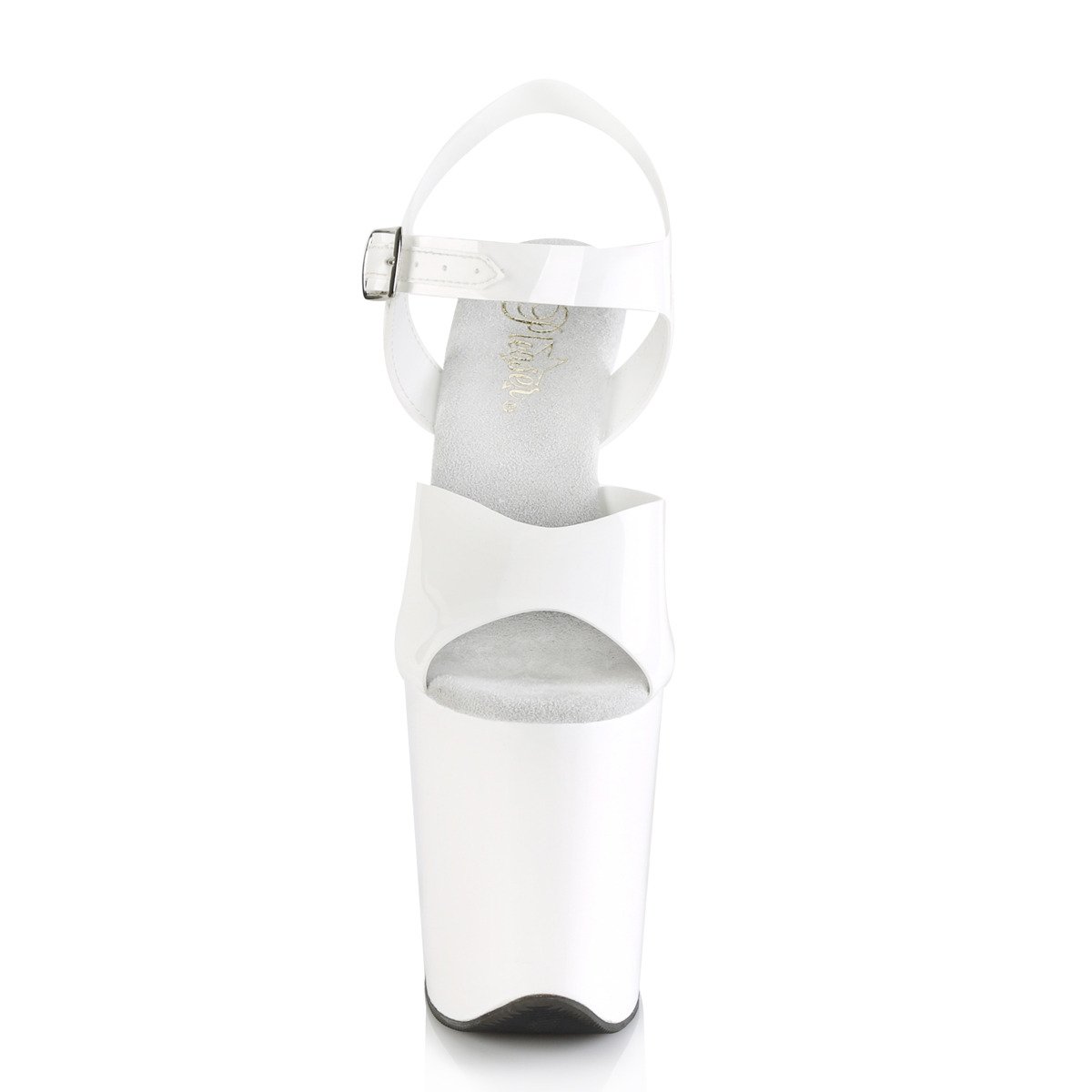 Pleaser Flamingo-808N WTPU/M - Białe sandały na wysokiej platformie