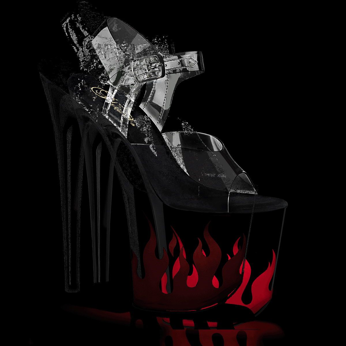 Pleaser Flamingo-808NLFL C/B-R - Przezroczyste świecące sandały na wysokiej platformie