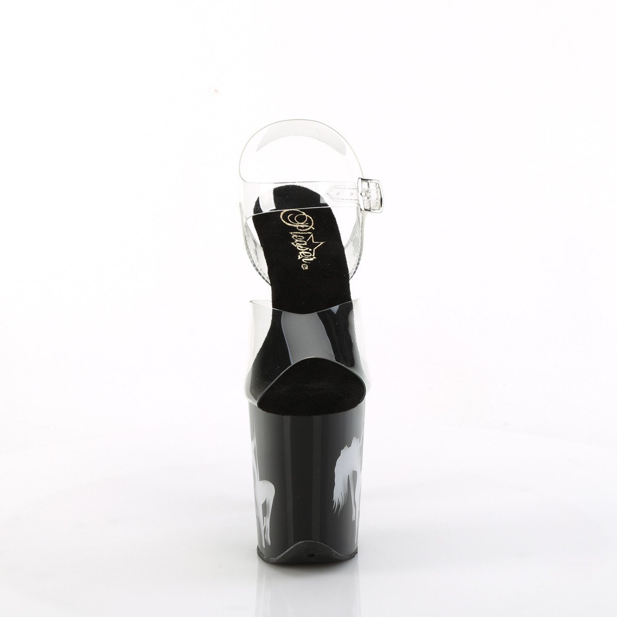 Pleaser Flamingo-808NLSG C/B-MC - Przezroczyste świecące sandały na wysokiej platformie