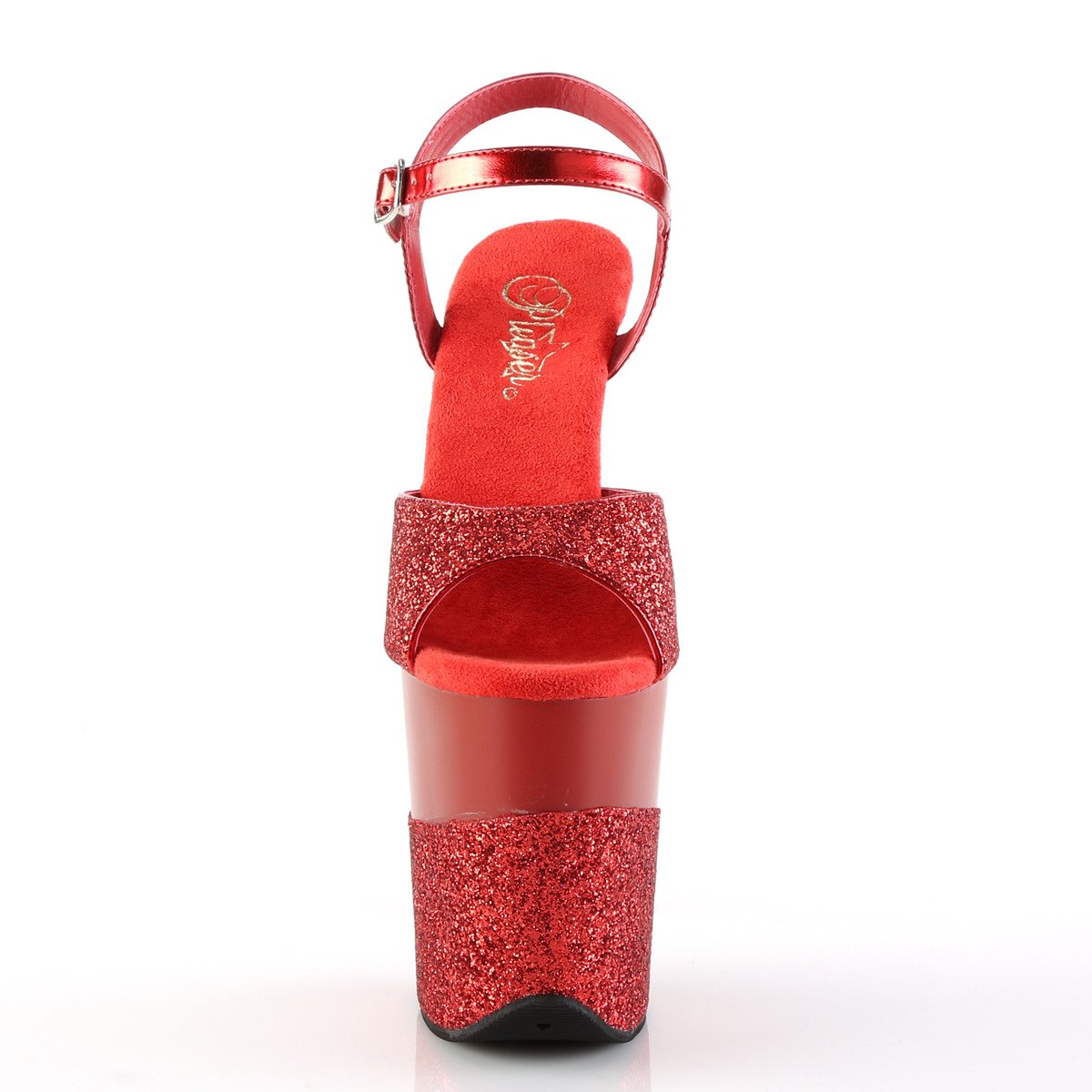 Pleaser Flamingo-809-2G RG/M - Czerwone sandały na wysokiej platformie