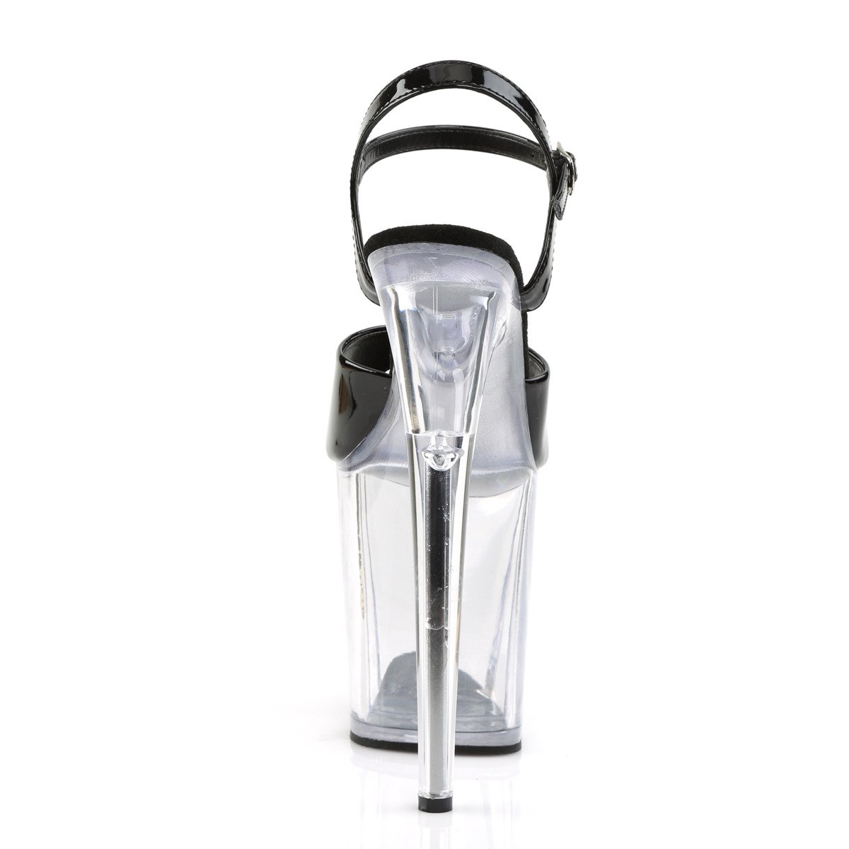 Pleaser Flamingo-809 B/C - Błyszczące czarne sandały na wysokiej platformie