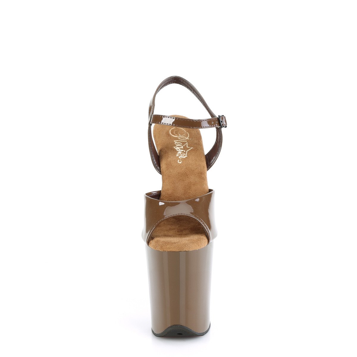 Pleaser Flamingo-809 MOC/M - Błyszczące brązowe sandały na wysokiej platformie