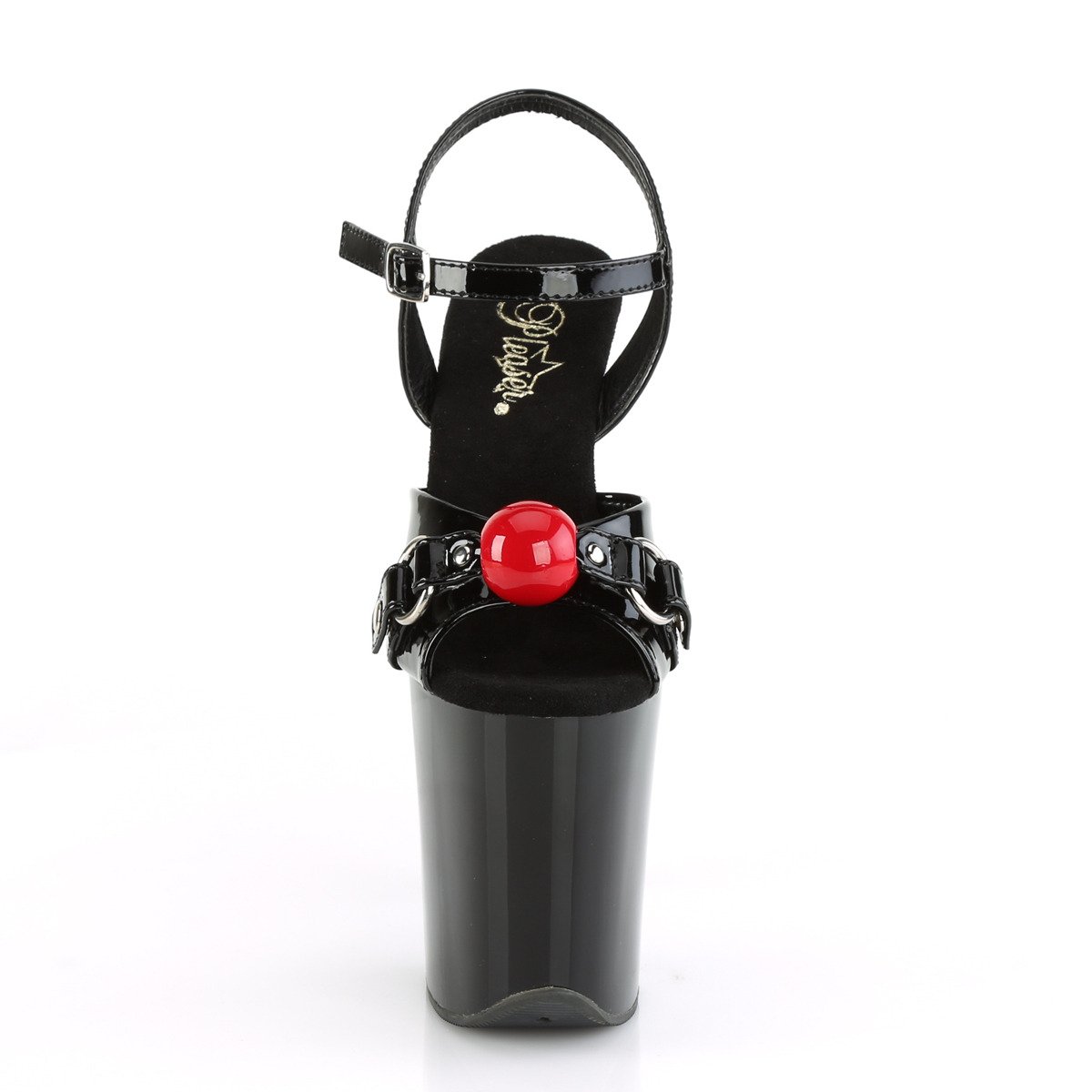 Pleaser Flamingo-809GB B/M - Błyszczące czarne sandały na wysokiej platformie