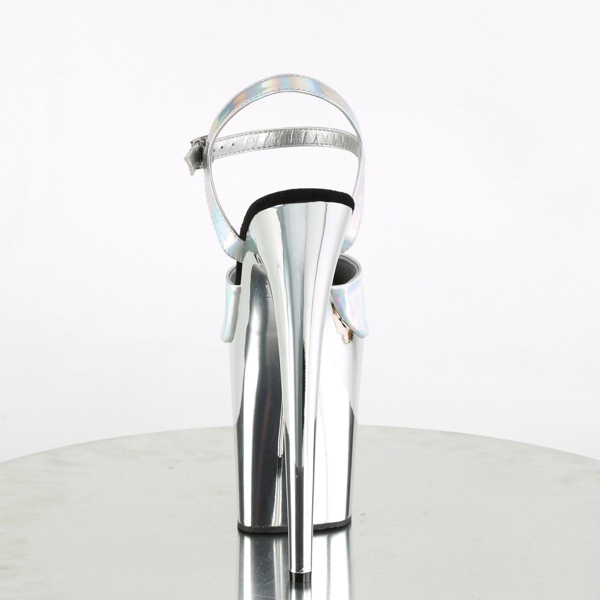 Pleaser Flamingo-809HG SHG/SCH - Błyszczące srebrne sandały na wysokiej platformie