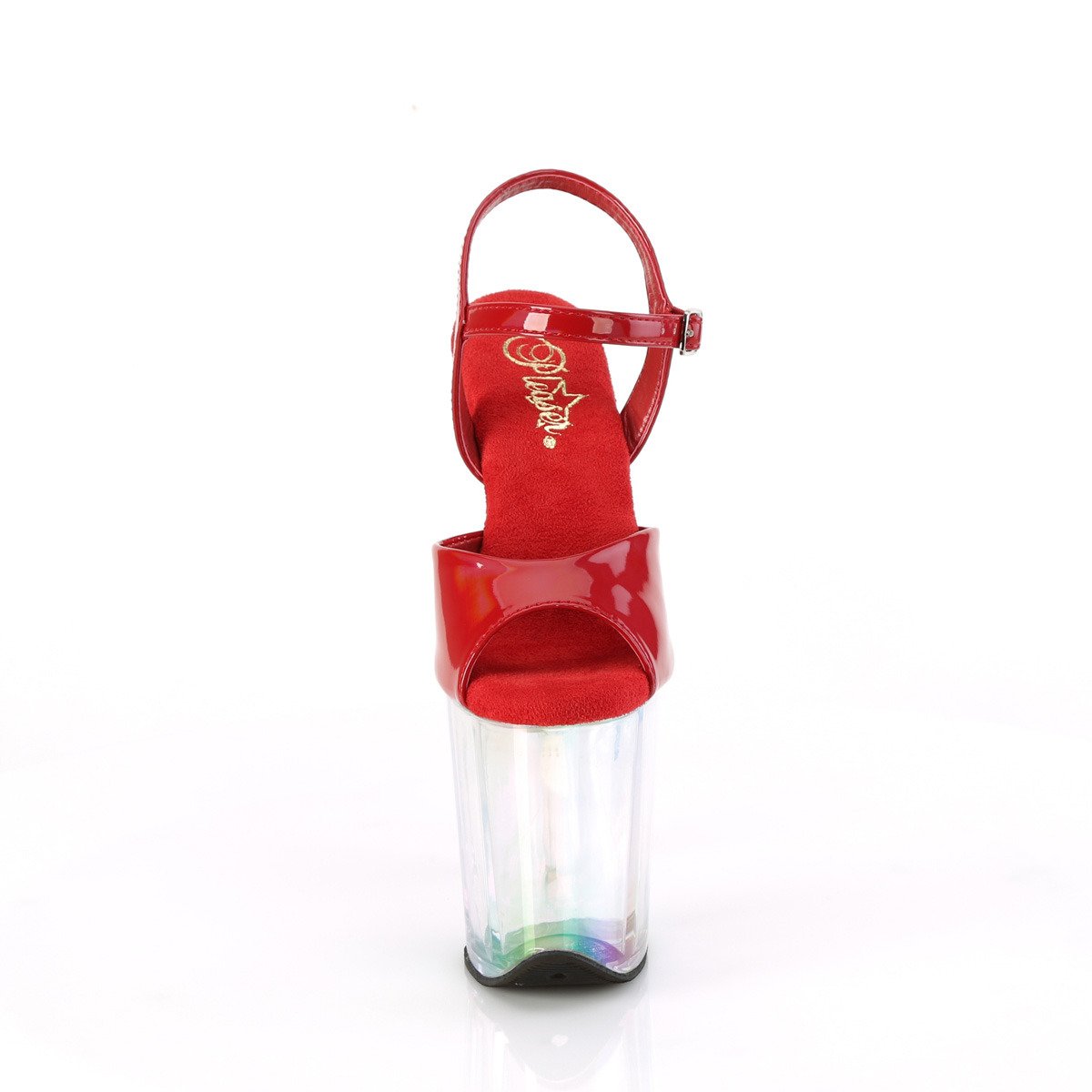 Pleaser Flamingo-809HT RHG/HG - Błyszczące czerwone sandały na wysokiej platformie
