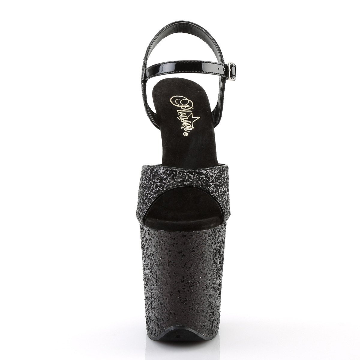 Pleaser Flamingo-810LG BG/M - Czarne sandały na wysokiej platformie