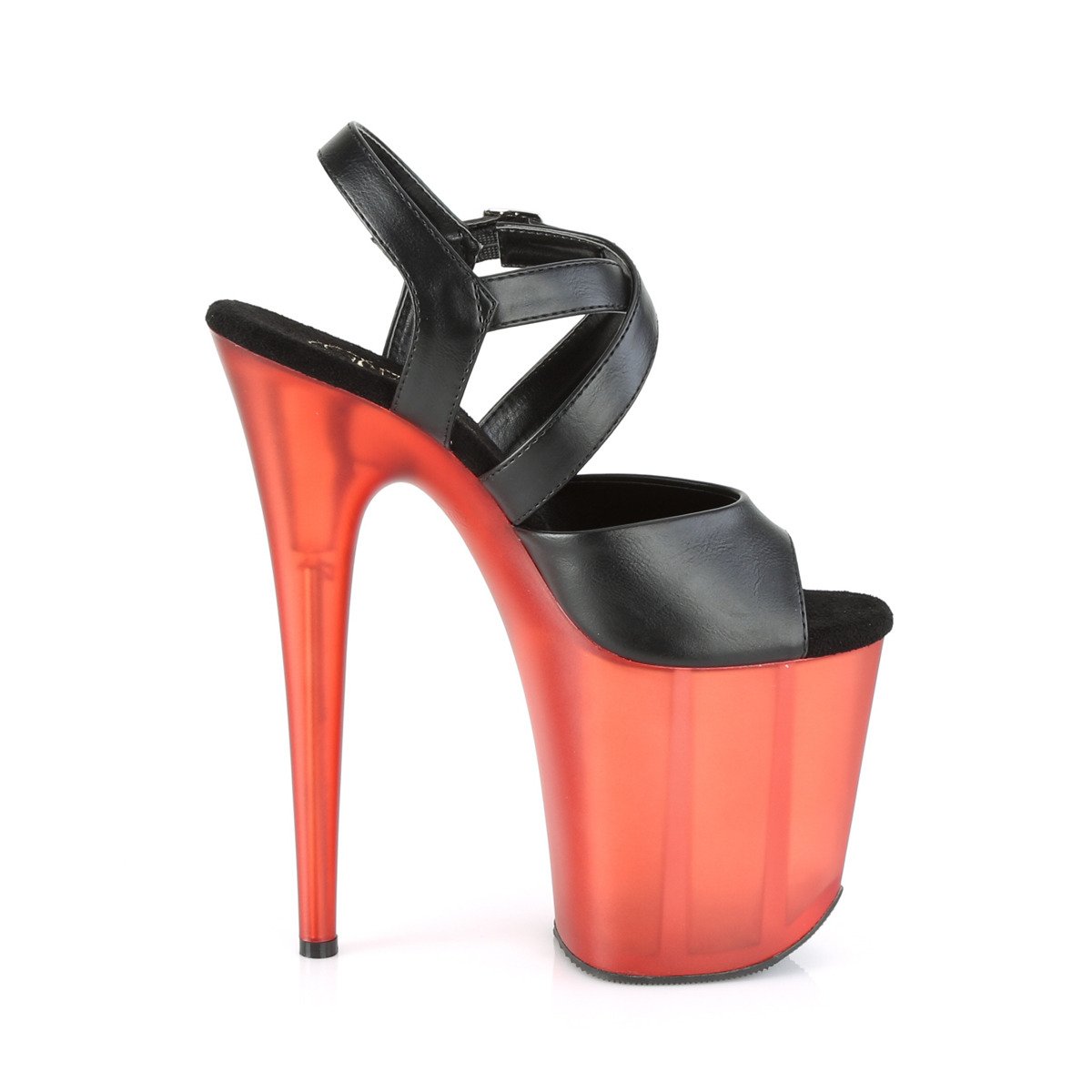 Pleaser Flamingo-822T BPU/R - Czarne sandały na wysokiej platformie