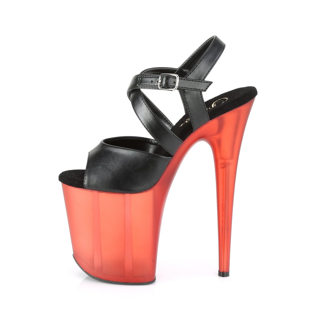 Pleaser Flamingo-822T BPU/R - Czarne sandały na wysokiej platformie