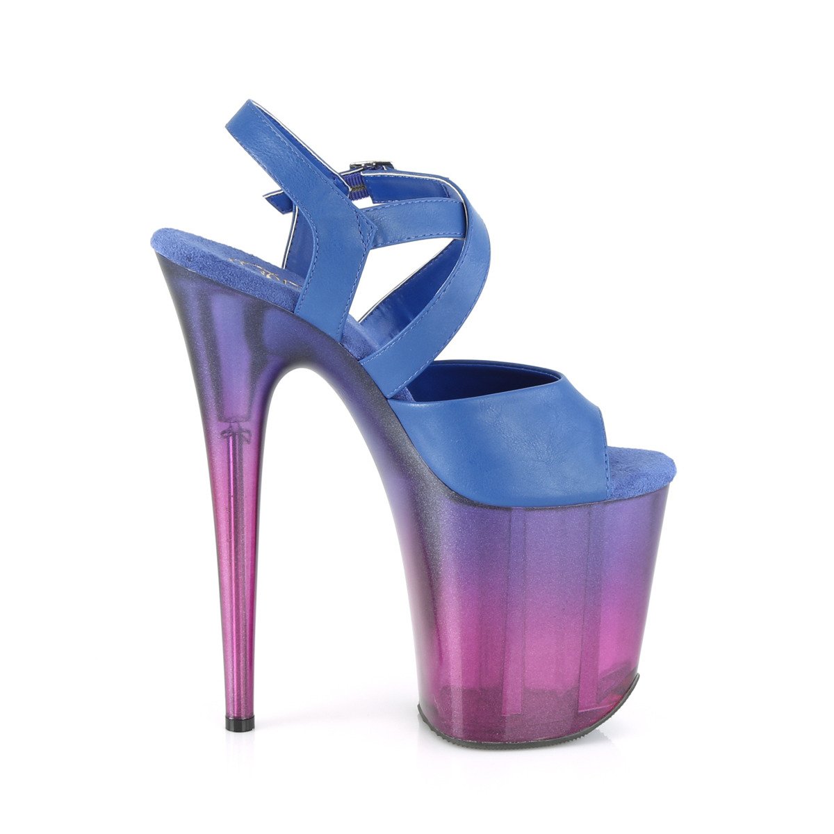 Pleaser Flamingo-822T BLPU/BLU-PP - Niebieskie sandały na wysokiej platformie