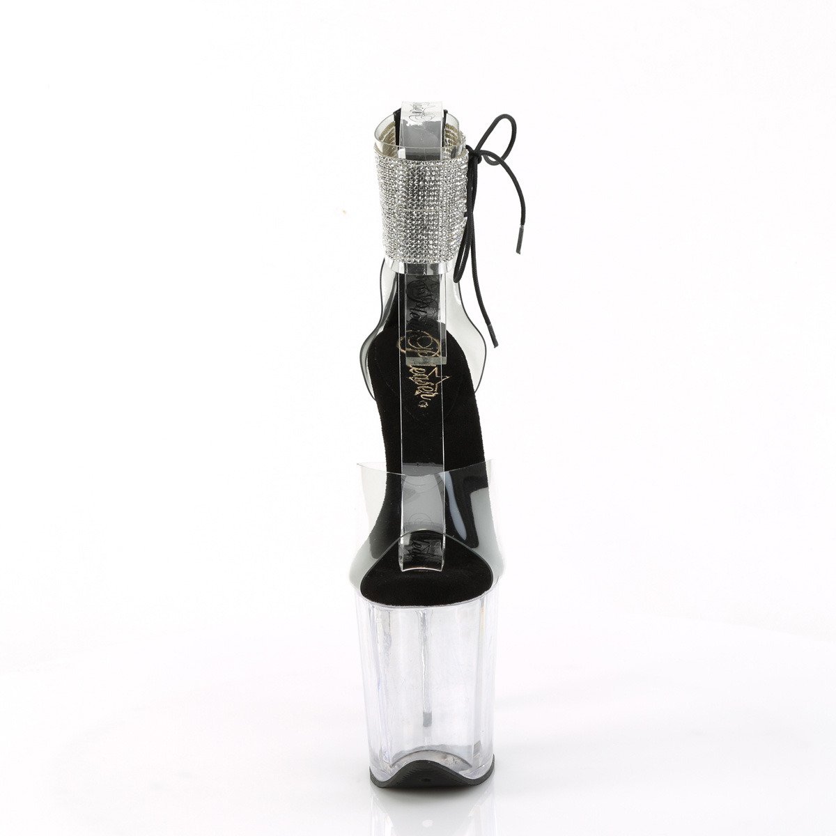 Pleaser Flamingo-824RS C-B/C - Czarne buty z paskiem nad kostką na wysokiej platformie