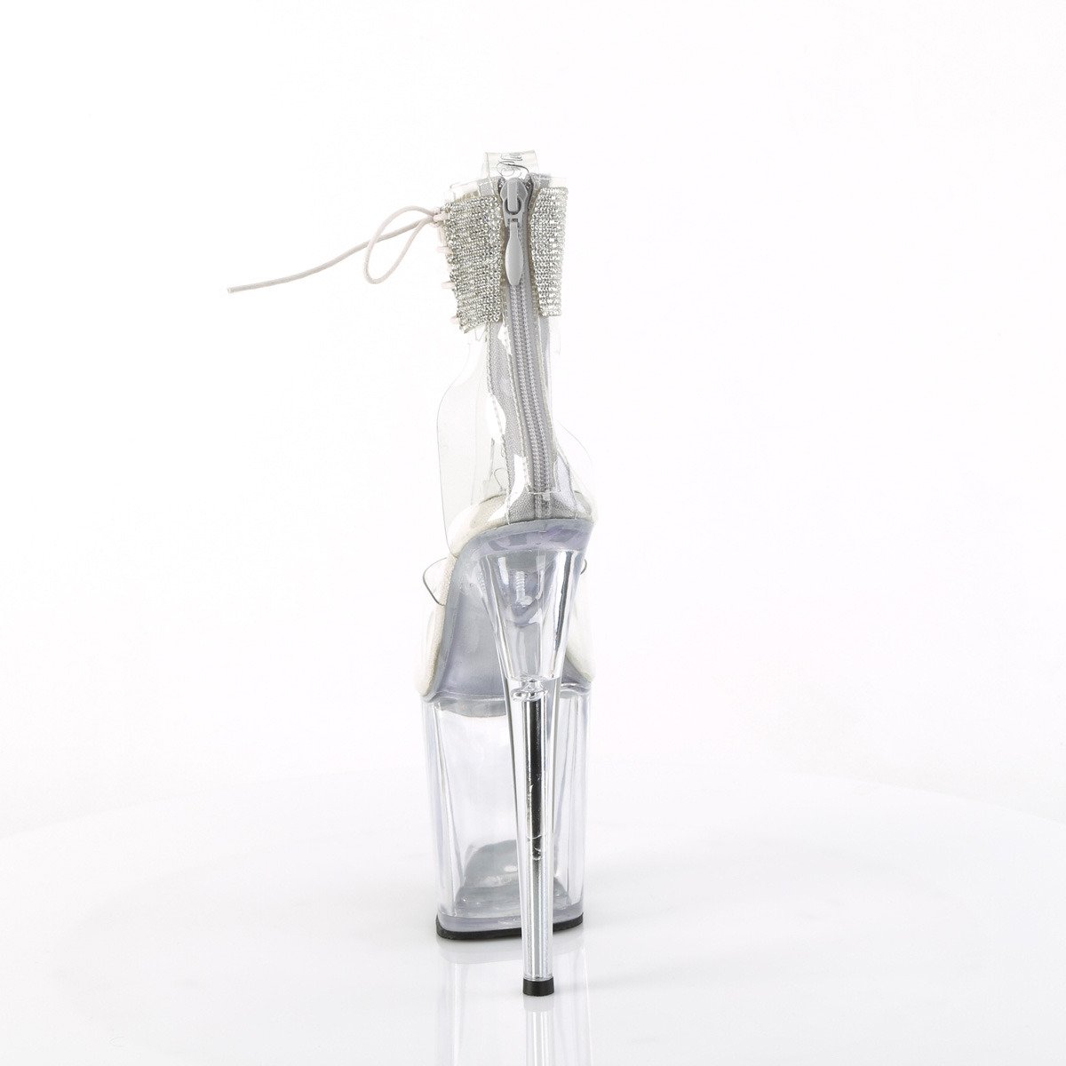 Pleaser Flamingo-824RS C/M - Przezroczyste buty z paskiem nad kostką na wysokiej platformie