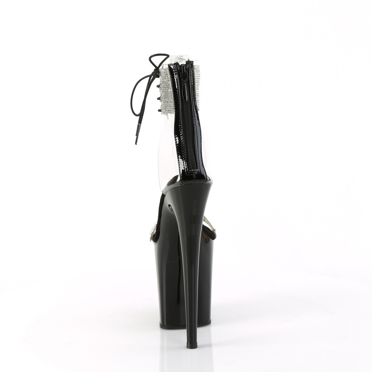 Pleaser Flamingo-827RS C-B/B - Czarne buty z paskiem nad kostką na wysokiej platformie