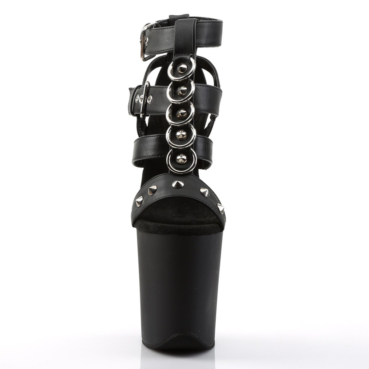 Pleaser Flamingo-858 BPU/M - Czarne buty z paskiem nad kostką na wysokiej platformie