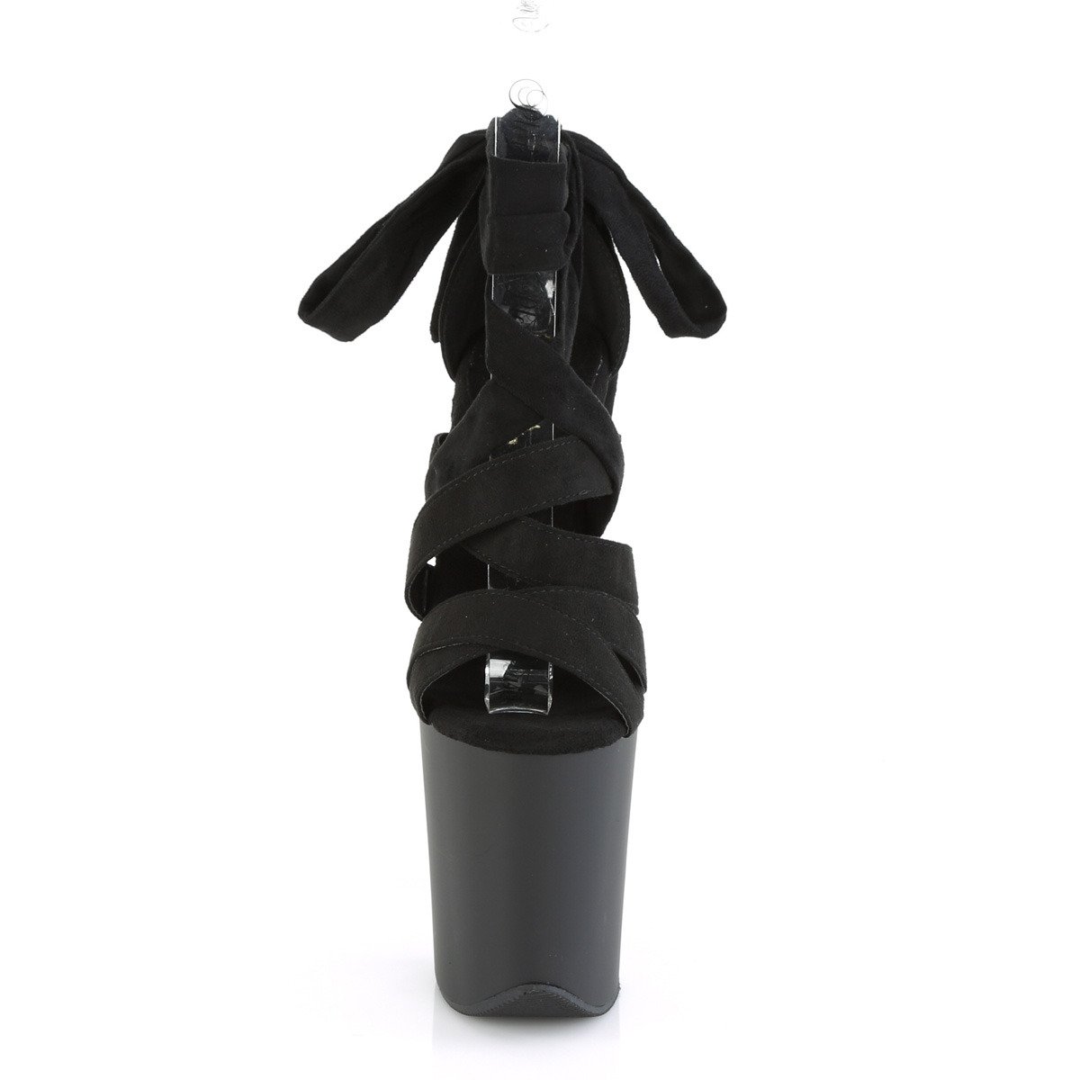 Pleaser Flamingo-876 BFS/M - Czarne buty z paskiem nad kostką na wysokiej platformie
