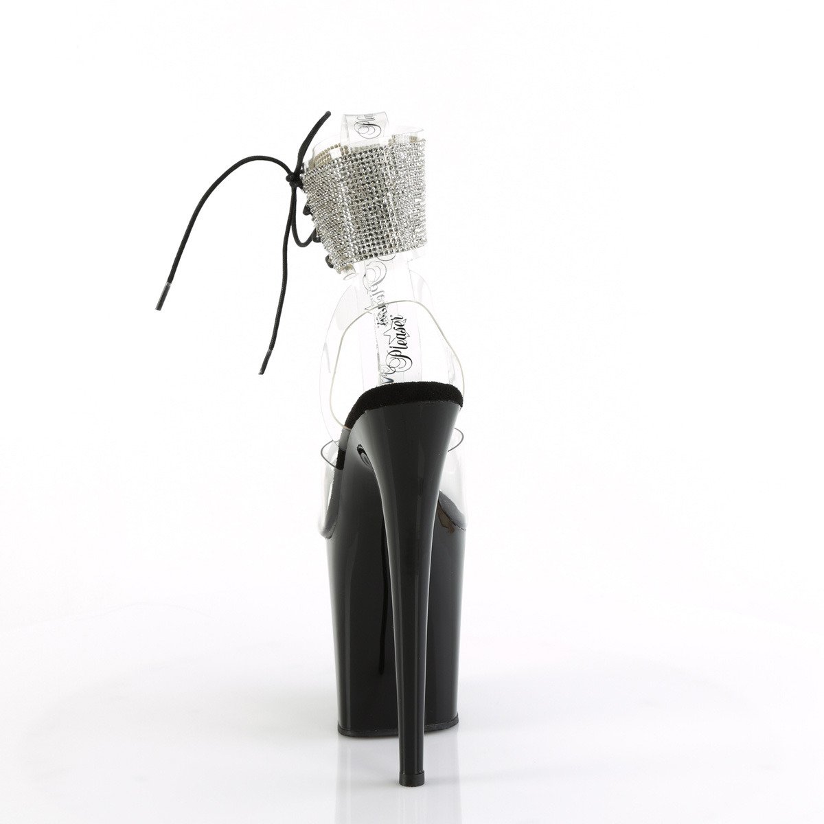 Pleaser Flamingo-891-2RS C/B - Przezroczyste buty z paskiem nad kostką na wysokiej platformie