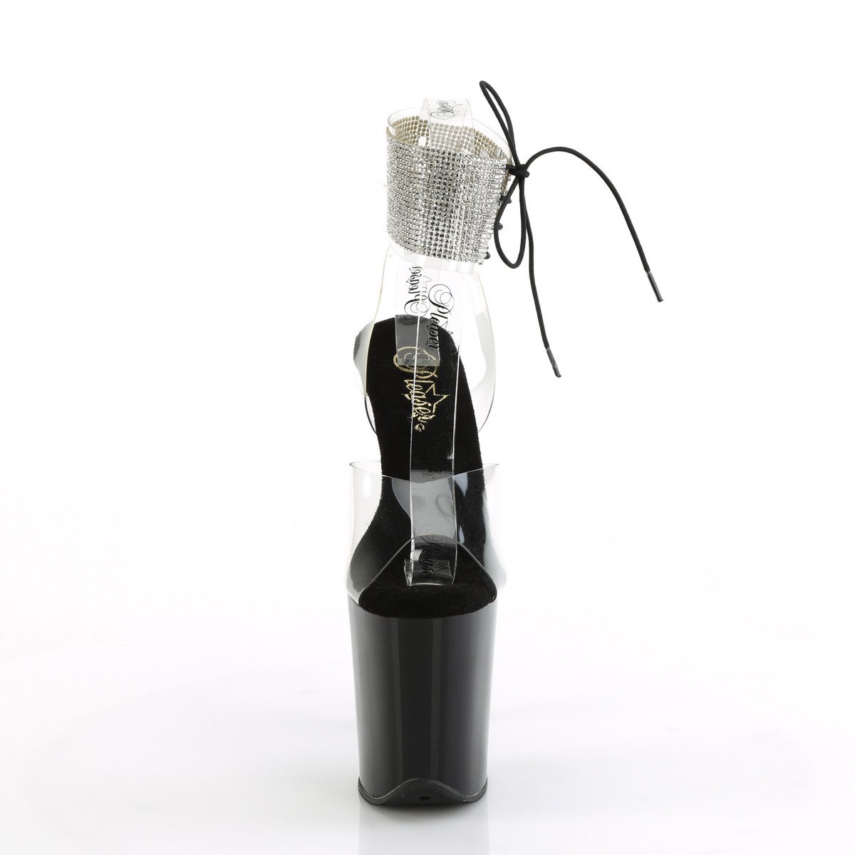 Pleaser Flamingo-891-2RS C/B - Przezroczyste buty z paskiem nad kostką na wysokiej platformie