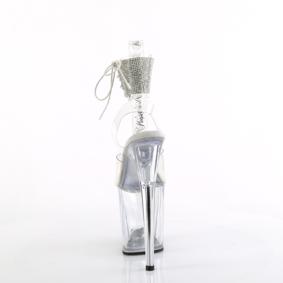 Pleaser Flamingo-891-2RS C/M - Przezroczyste buty z paskiem nad kostką na wysokiej platformie