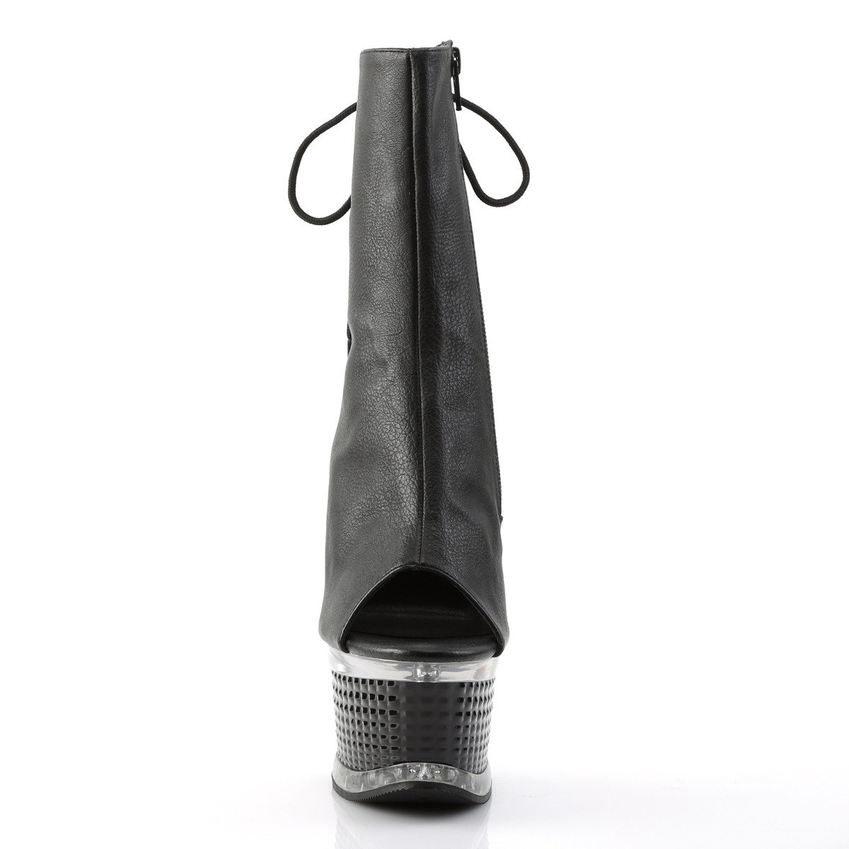 Pleaser Illusion-1018 BPU/M - Czarne botki z odkrytymi palcami na platformie z wysokimi obcasami