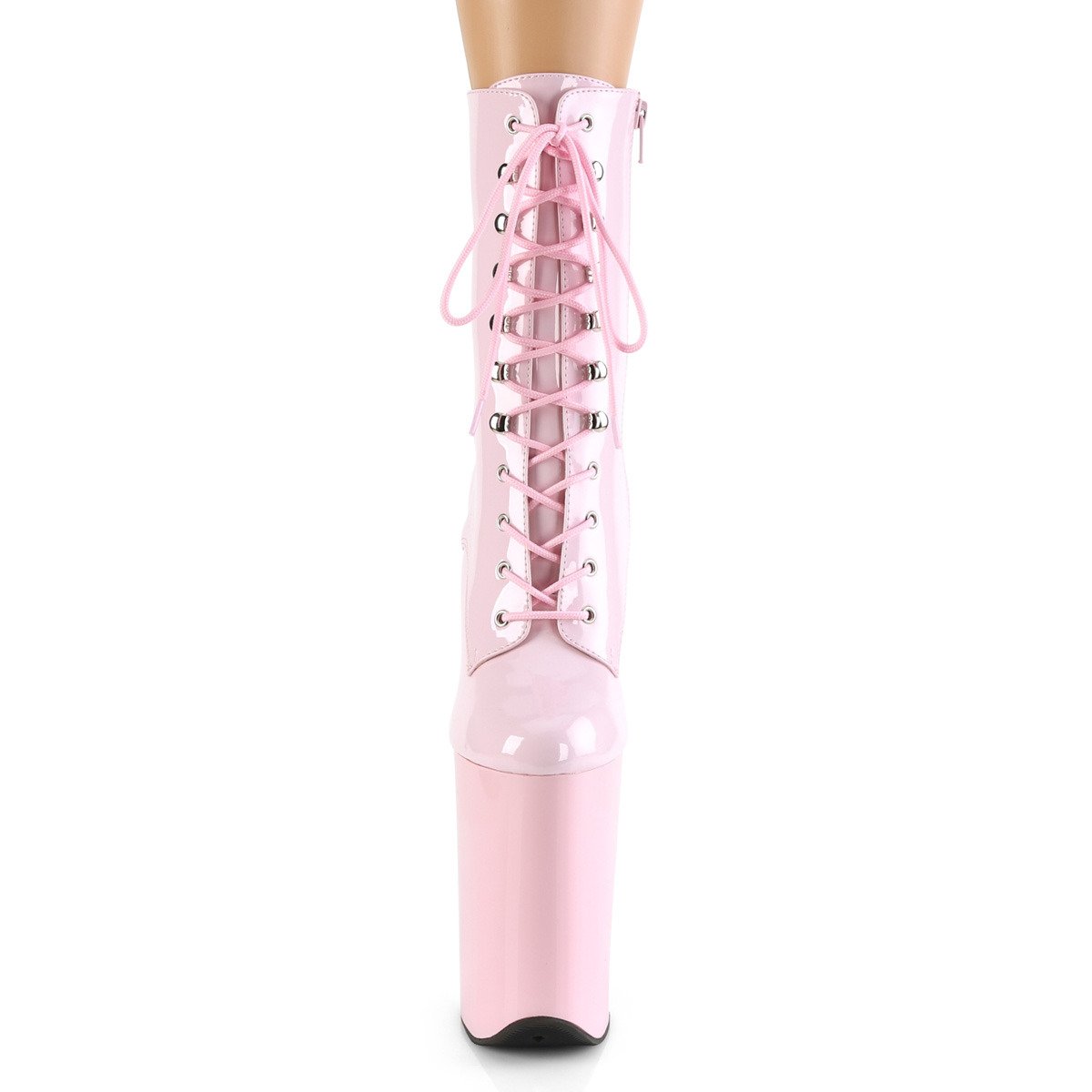 Pleaser Infinity-1020 BP/M - Błyszczące różowe buty za kostkę na wysokiej platformie