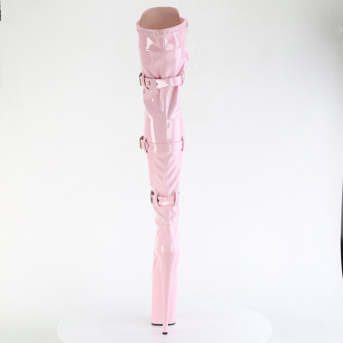 Pleaser Infinity-3028 BP/M - Błyszczące różowe kozaki za kolano na wysokiej platformie