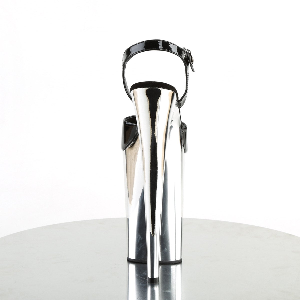 Pleaser Infinity-909 B/SCH - Błyszczące czarne sandały na wysokiej platformie