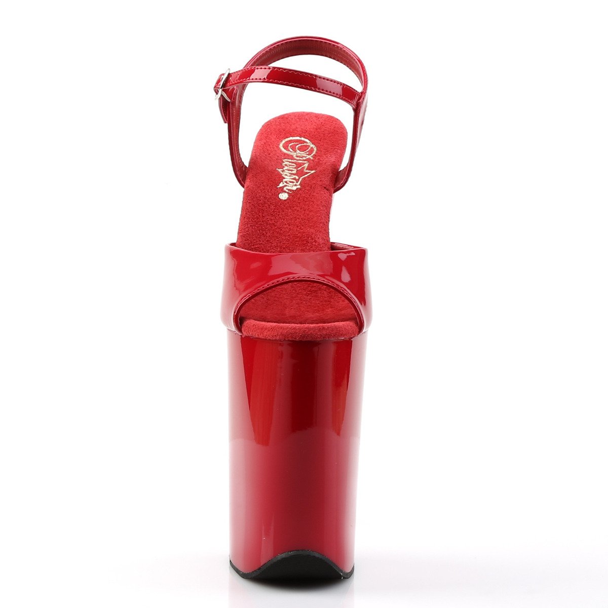 Pleaser Infinity-909 R/M - Błyszczące czerwone sandały na wysokiej platformie