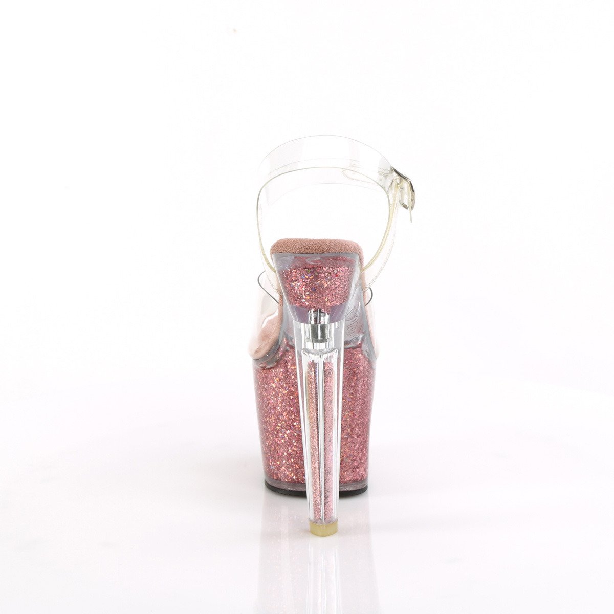 Pleaser Lovesick-708SG C/PNKG - Przezroczyste sandały na wysokiej platformie