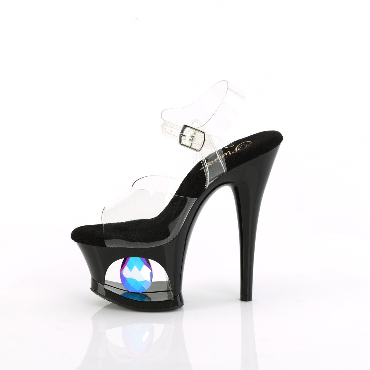 Pleaser Moon-708DIA C/B - Przezroczyste sandały na wysokiej platformie