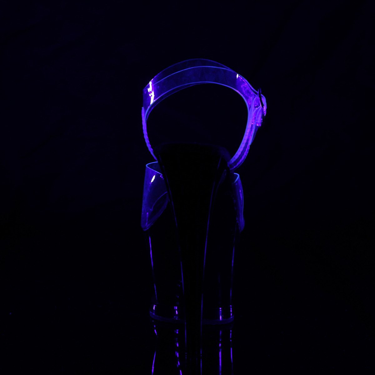 Pleaser Moon-708FLM C/B - Przezroczyste sandały na wysokiej platformie