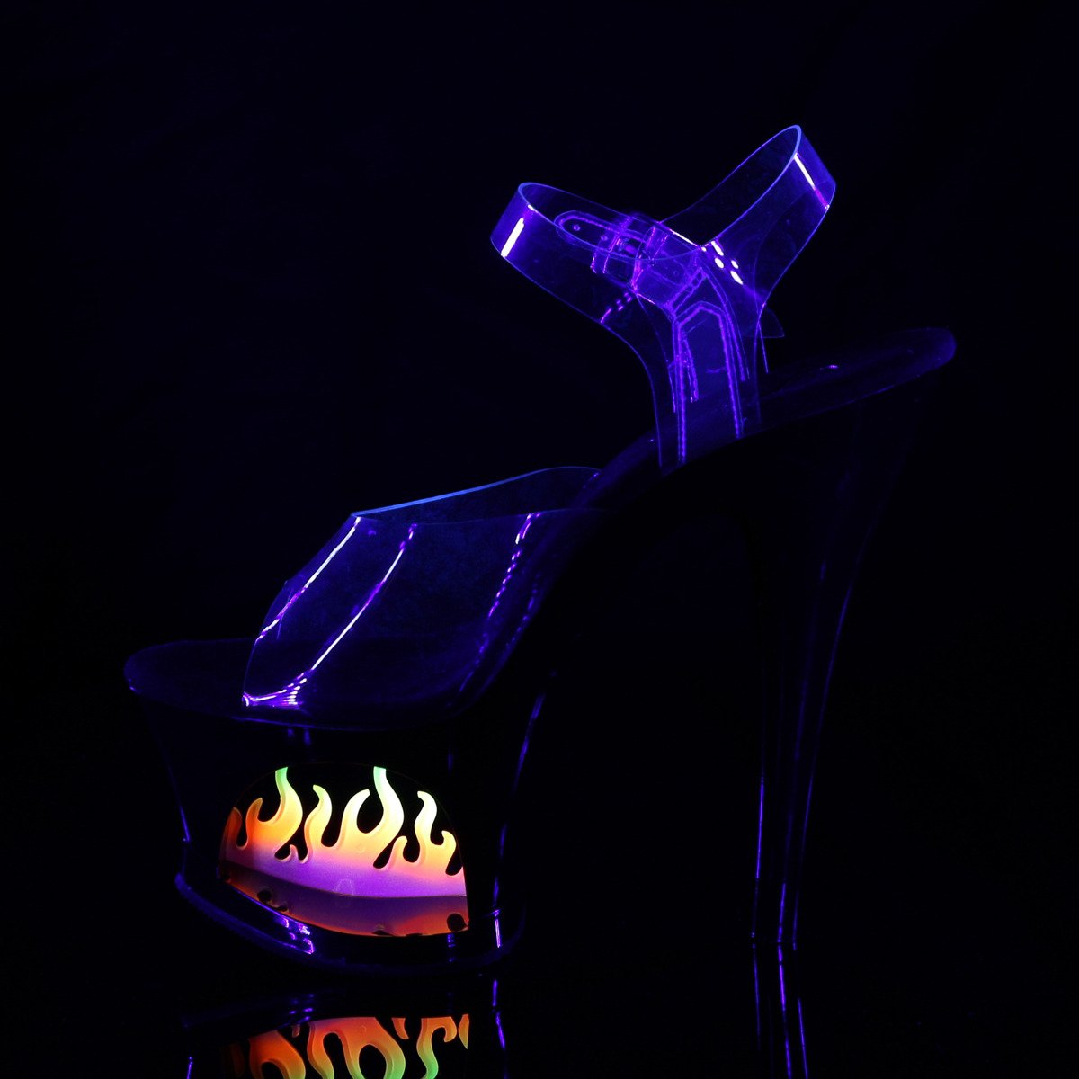 Pleaser Moon-708FLM C/B - Przezroczyste sandały na wysokiej platformie