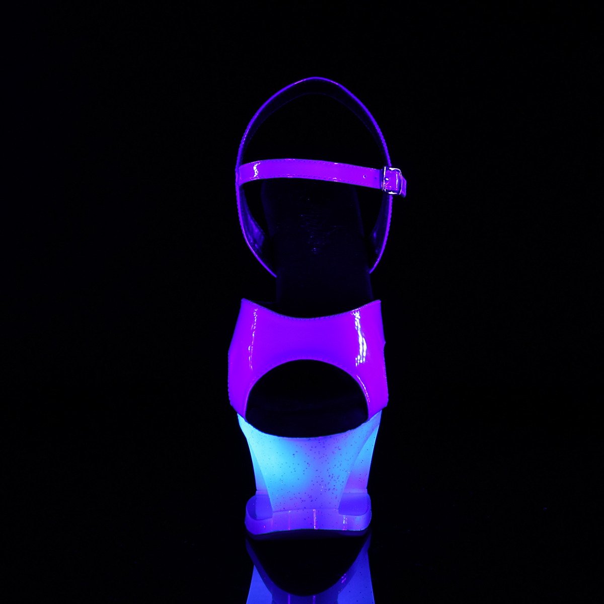 Pleaser Moon-711MER BLU/M - Niebieskie sandały na wysokiej platformie