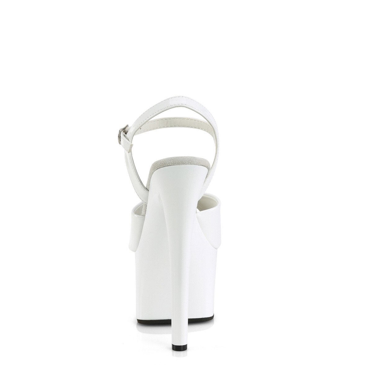 Pleaser Passion-709 W/M - Błyszczące białe sandały na wysokiej platformie